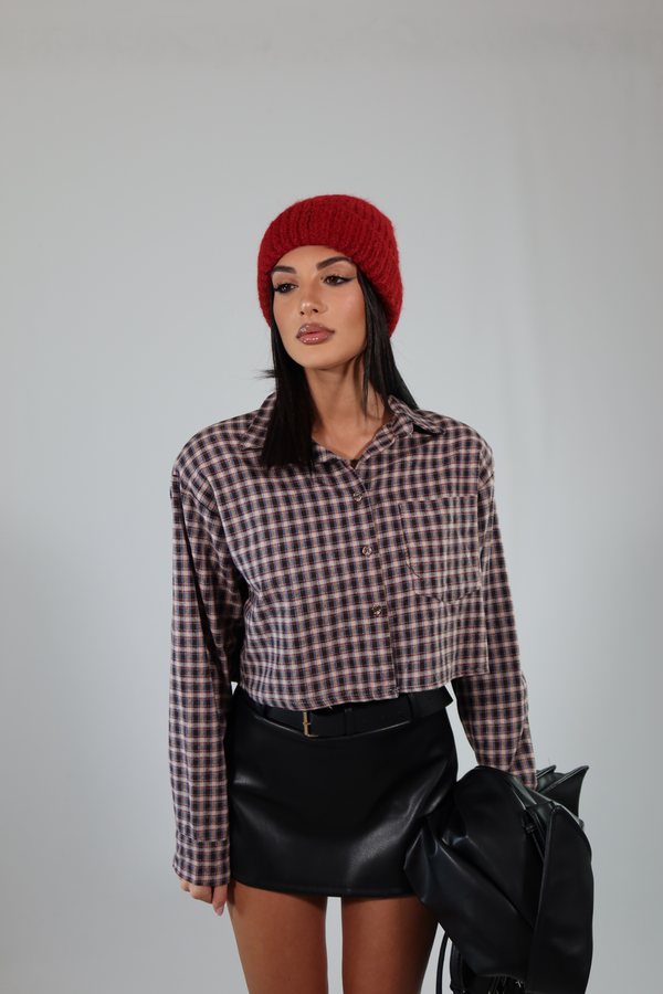 Camicia Crop quadri 2573