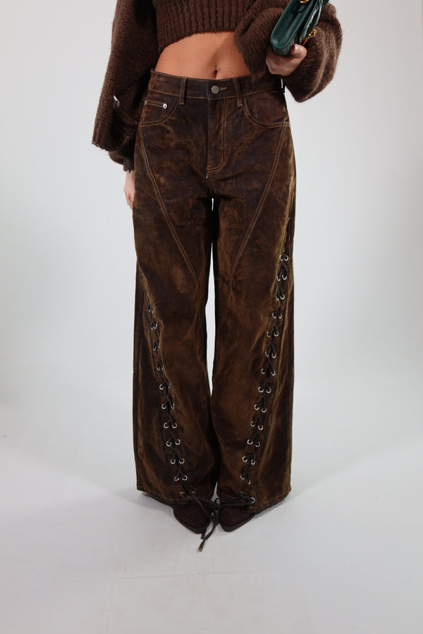 Jeans stringa e camoscio 6633