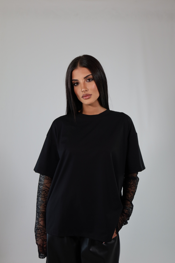 T-shirt pizzo e cotone 8516